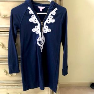 Lily Pulitzer womens hooded half zip dress